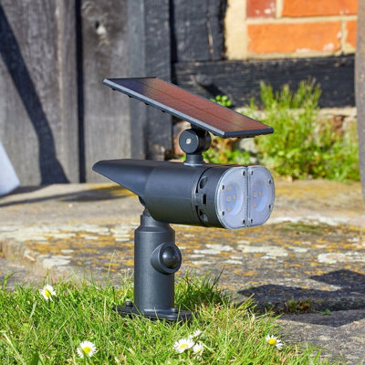 Solar Powered Ultima PIR Motion Sensor Spotlight 1000 Lumen Weatherproof Outdoor Garden Wall or Ground Mounted