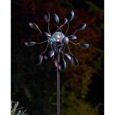 Solar Powered Wind Spinner Extra Large Wind Sculpture LED Solar Light Garden Decoration