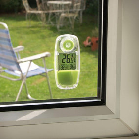 Solar Powered Window Thermometer - Water Resistant Indoor Outdoor Digital Temperature Display with Suction Cup - H8 x W4 x D2cm