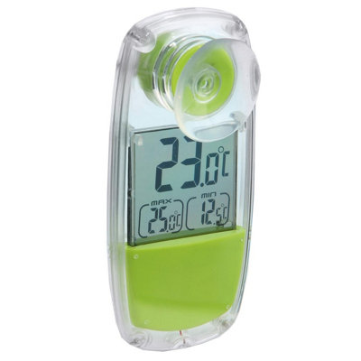 Solar Powered Window Thermometer - Water Resistant Indoor Outdoor Digital Temperature Display with Suction Cup - H8 x W4 x D2cm