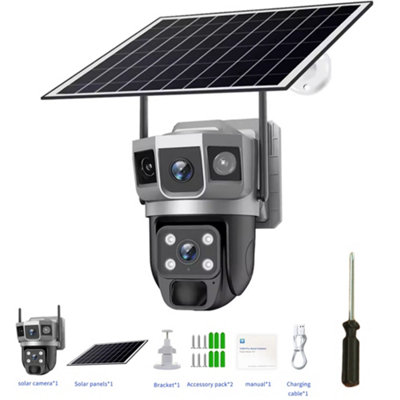 Solar Powered Wireless Security Camera 360 degrees PTZ WiFi IP Solar ...