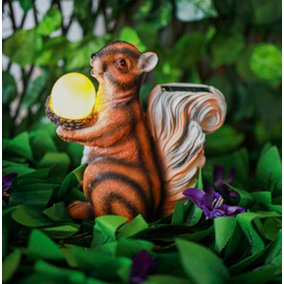 Solar Red Squirrel with Acorn Ornament