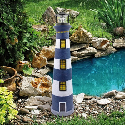Solar Revolving Lighthouse / 70cm/ Blue & White