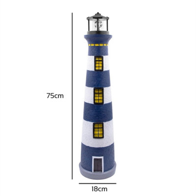 Solar Revolving Lighthouse / 70cm/ Blue & White