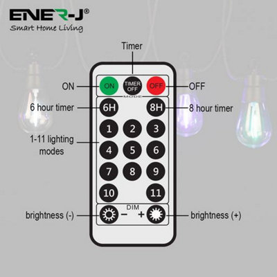 Solar RGB+WW (2 Way) String Lights with Remote, 10 Meters, 10 lamps, IP44
