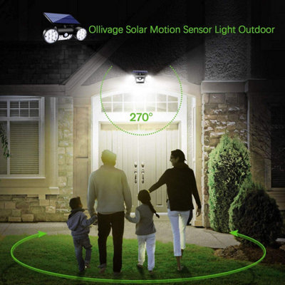 Solar Security Lights Outdoor Wall Lights with Motion Sensor Dual Head ...