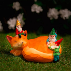 Solar Sleeping Fox Ornament Gnome Garden Home Patio Decking Flower Bed Standing