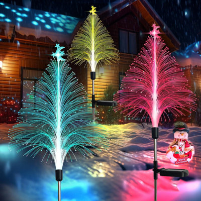 Solar Star and Moon Christmas Tree Decorative Ground Plug Lights