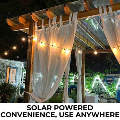 Solar String Lights - Warm 2200K LED Bulbs, Remote Control - 30 Meters Long