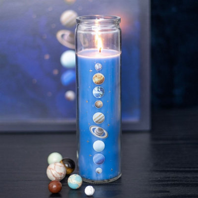 Solar System Cedar Tube Candle - 50H Earthy Fragrance & Reusable Jar