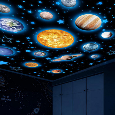 200 Glow In The Dark Star Stickers - 3cm, Luminous, For Bedroom Ceiling & Walls (Space Theme)