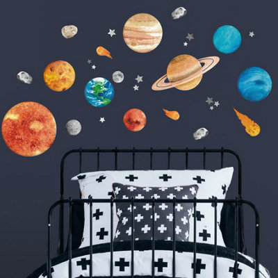 Solar System Wall Sticker Pack Children's Bedroom Nursery Playroom Décor Self-Adhesive Removable