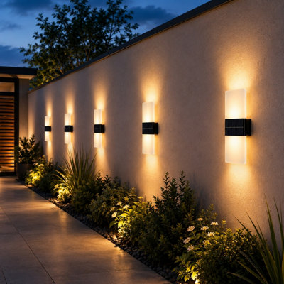 Solar Up/Down Acrylic Wall Light (2 x 8 x 3cm) - Polycrystalline Solar ...