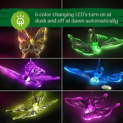 Butterfly Solar Wind Chime LED RGB Color Changing Hanging Lights Outdoor Solar Garden Decorative L