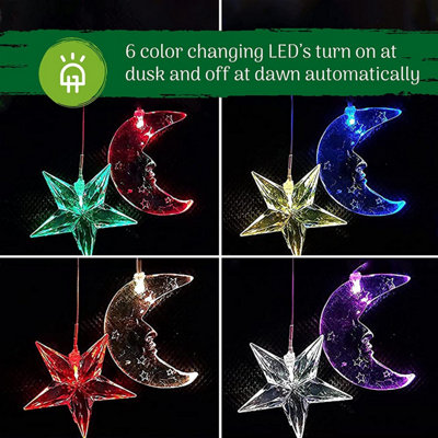 Solar Sun Moon Wind Chimes, Outdoor Waterproof Mobile Romantic LED Multi Solar E - Foto 12
