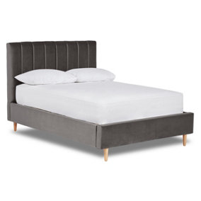 Solara Vertical Paneled Fabric Bed Base Only 4FT6 Double- Verlour Titan