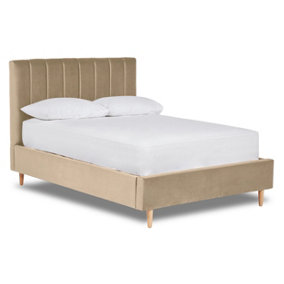 Solara Vertical Paneled Fabric Bed Base Only 5FT King- Verlour Slate