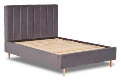 Solara Vertical Paneled Fabric Bed Base Only 5FT King- Verlour Titan