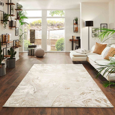Solarius Modern Living Room Rug - Abstract Area Rugs Beige Beige 120x170 cm