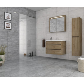 Soleil Grey Travertine Effect Glossy 300mm x 600mm Ceramic Wall Tiles (Pack of 10 w/ Coverage of 1.8m2)