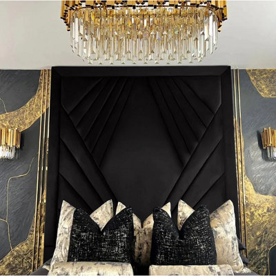 Solia Plush Velvet Black Bed Frame