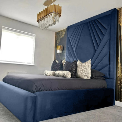 Blue plush outlet velvet bed