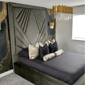 Solia Plush Velvet Grey Bed Frame