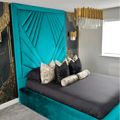 Solia Plush Velvet Teal Bed Frame