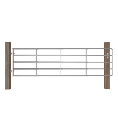 Solid 5 Bar Field Gate Steel (115-300)x90 cm Silver
