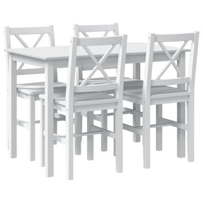 Solid 5 Piece Dining Set White