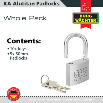 Solid Aluminium Keyed alike 50mm Padlock (5 in a box) - 3