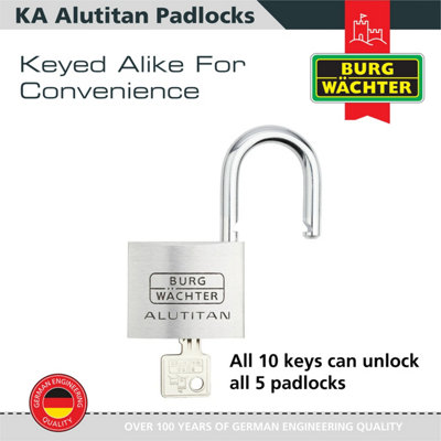 Solid Aluminium Keyed alike 50mm Padlock (5 in a box) - 6