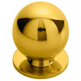 Solid Ball Cupboard Door Knob 25mm Diameter Polished Brass Cabinet Handle