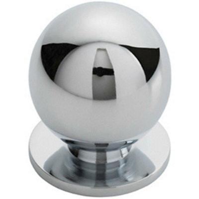 Solid Ball Cupboard Door Knob 30mm Diameter Polished Chrome