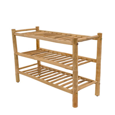 Solid Bamboo Wood Shoe Rack Exotic Boho Entryway