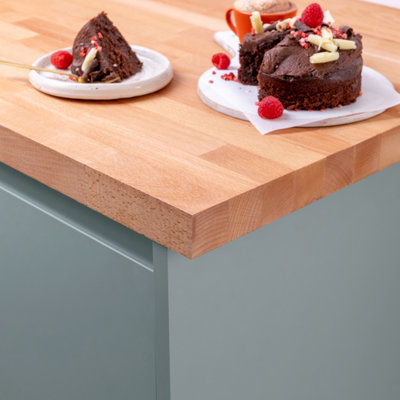 Solid Beech Kitchen Worktop 3000mm x 620mm x 27mm Premium Wood Worktops Beech Wooden Timber Counter Tops