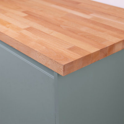 Solid Beech Kitchen Worktop 3000mm x 620mm x 40mm Premium Wood Worktops 3m Beech Wooden Timber Counter Tops Real Wood Block Stave