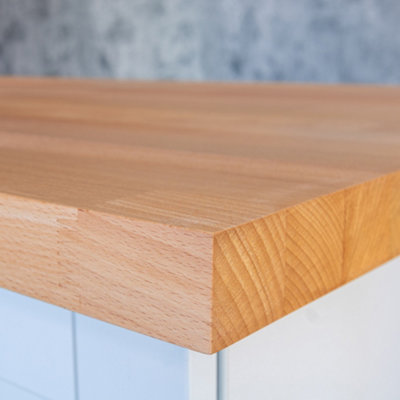 Solid Beech Worktop 4m x 620mm x 27mm - Premium Solid Wood Kitchen ...