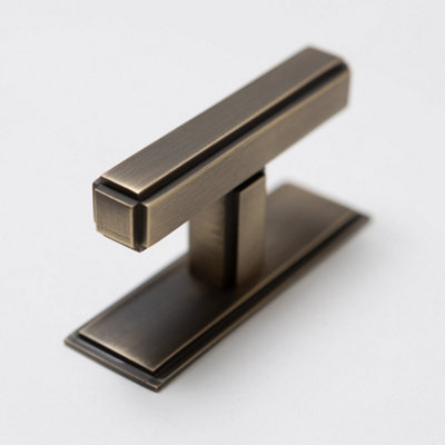 SOLID BRASS ART DECO KITCHEN PULL HANDLES & KNOBS WITH BACKPLATES ...
