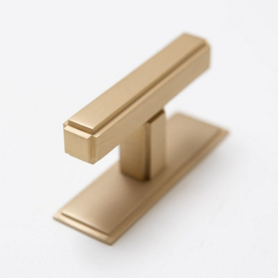 Solid Brass Art Deco Kitchen Pull Handles & Knobs with Backplates ...