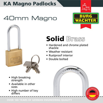Solid Brass Body 40mm Long Shackle Keyed alike Padlock Long Shackle (5 in a box)
