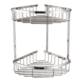 Solid Brass Double Tier Corner Chrome Shower Basket