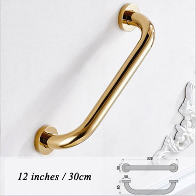 Solid Brass Grab Bar Bathroom Golden Hand Rail Shower Grip Flush Mount ...