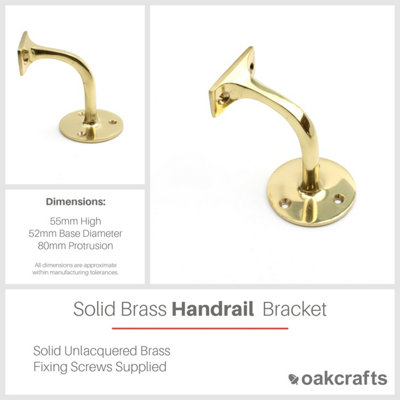 Solid Brass Handrail Bracket 80mm