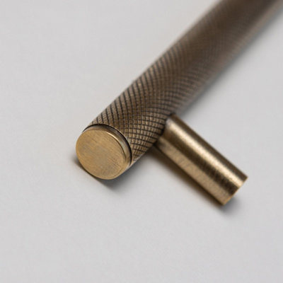 Solid Brass Knurled Kitchen Pull Handles & Knobs - Antique Brass ...