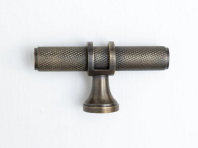 Solid Brass Knurled Kitchen Pull Handles & Knobs Antique Brass TBAR