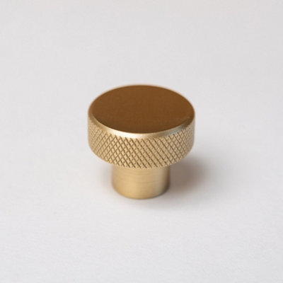 Solid Brass Knurled Kitchen Pull Handles & Knobs - Satin Brass Knurled ...