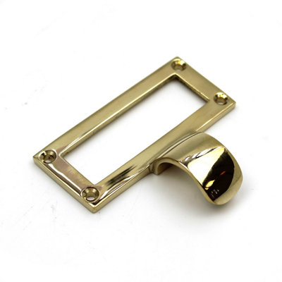 Solid Brass Label Card Frame With Finger Pull Lug 70mm x 60mm
