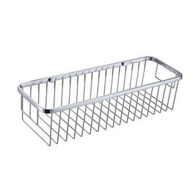 Solid Brass Large Rectangular Chrome Wire Shower Basket