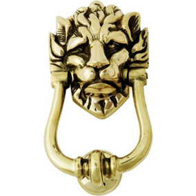 Solid Brass Lion's Head Door Knocker Smooth